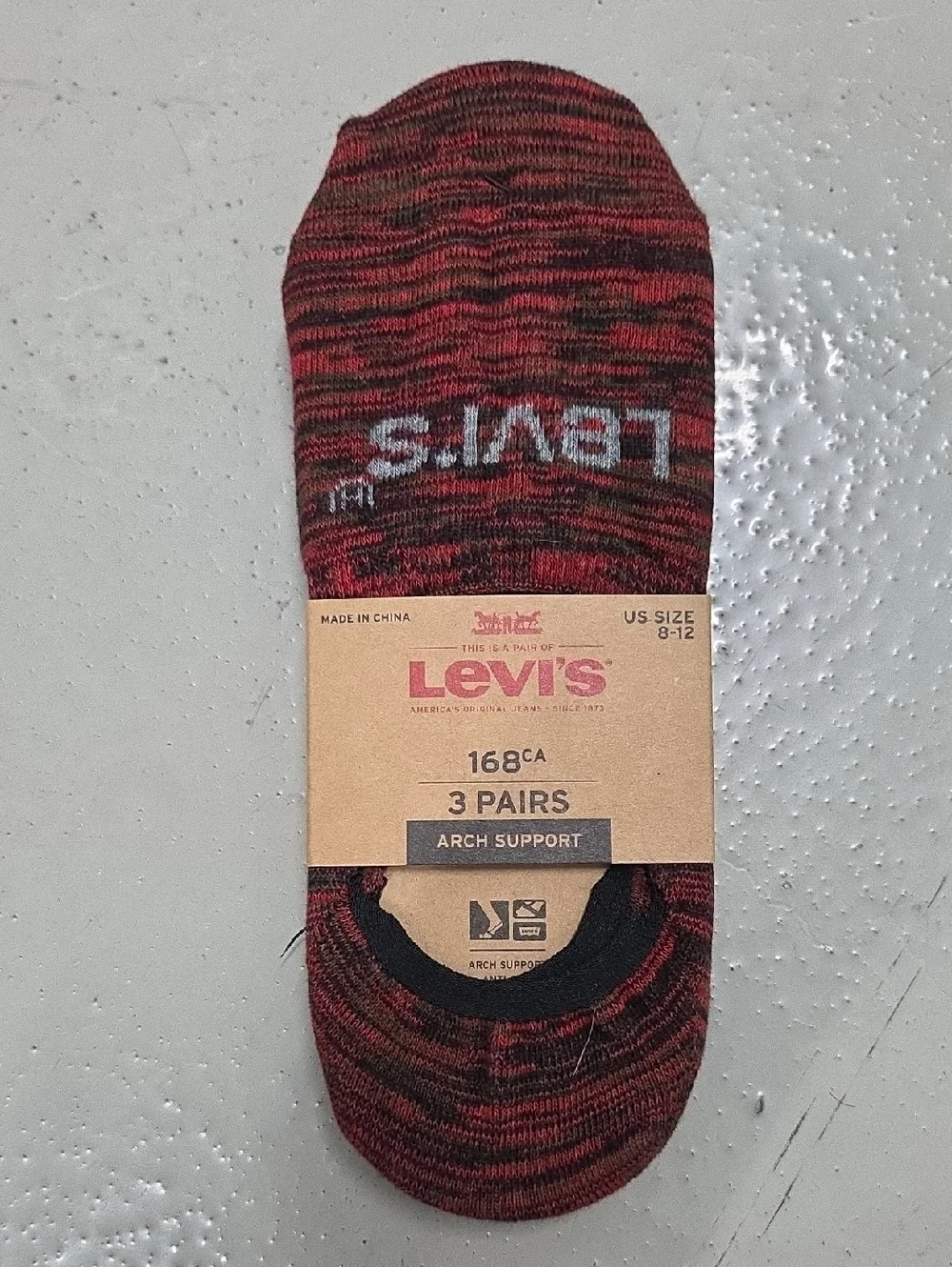 Levi's Men's Low-Cut Athletic Socks in Red and Black Marled - 3 Pack